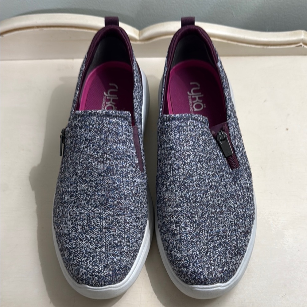 Ryka Textured Slip-On Sneakers in Blue and Purple
